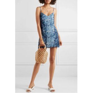 Reformation Seville Tie-Dyed Georgette Mini Dress / Size XS / Blue White